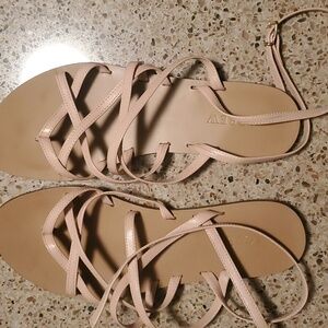 J. CREW Pale Pink Sandals. Extremely light wear. Buckles on ankle. 8.